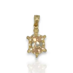 Turtle Cz Pendant - 10K Yellow Gold