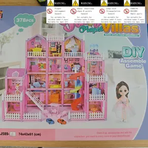 DIY Princess Castle Model House Set, Role Play Set, 20 Rooms with Slide & Stairs, 6 Inch Dolls, Educational Toy for Girls Aged 3+, Birthday Gift