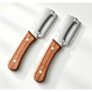Stainless Steel Multi-Purpose Vegetable Peeler | Wooden Handle Kitchen Tool with Bottle Opener | 2PCS for Fruit, Veggie, Pumpkin & Gifts for Mom