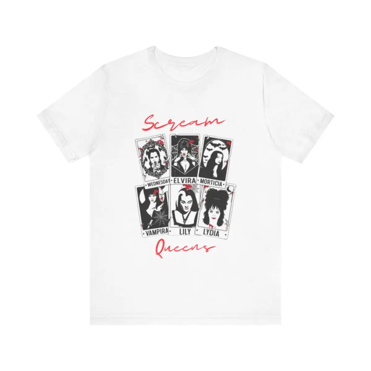 Gothic Horror Scream Queens T-Shirt: Wednesday, Elvira, Morticia & More Halloween Women