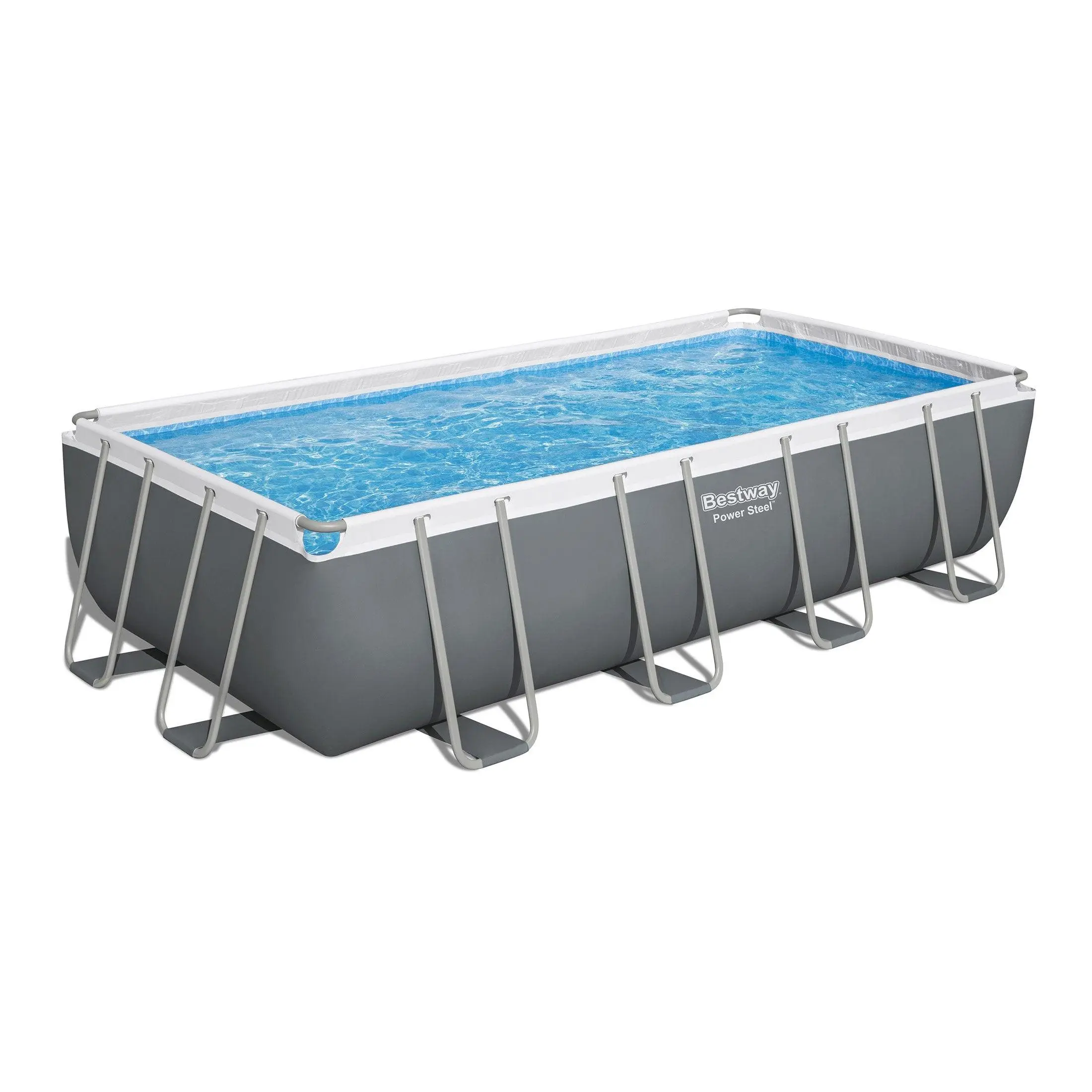 Bestway Power Steel 18' x 9' x 48” Metal Frame Outdoor Above Ground Pool, Gray