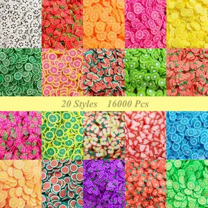 20000 pcs (20 Styles) Fruit Clay Slices Charms, VEINARDYL Nail Art Slices 3D Polymer Clay for DIY Crafts Resin Slime Making Cellphone Decoration