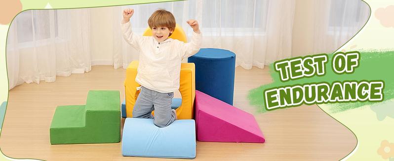 Edbuosy 7-piece Toddler Foam Climbing Toys Indoor Modular Crawling & Sliding Play Set for Toddlers Colorful Soft Play Climbing Blocks