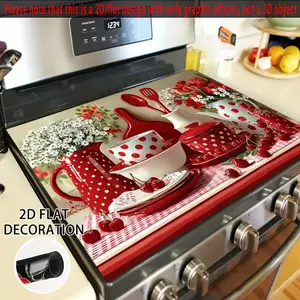 1 red polka dot anti slip stove mat - suitable for electric ovens/gas stoves, multifunctional washing/drying machine mats and oven mats, made of polyester fiber material, easy to clean surfaces, Kitchen Decorative Placemat