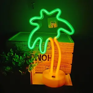 Coconut Tree Neon Sign LED Strip Base, Battery/USB Powered Tropical Decoration, Detachable Design, Vibrant Home Decor, Led Neon Lights