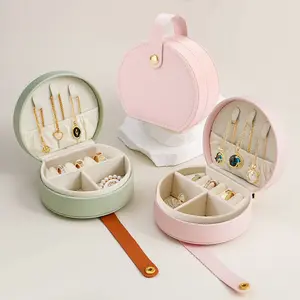 Women's Portable Mini Leather Jewelry Organiser, Multi-Functional Caboodle Makeup Case, Ideal Gift for Mother's Day