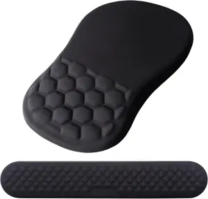 Pad Wrist Support,  2 in1 Keyboard Wrist Rest+   Pad, Non-Slip Wrist Rest for Computer Keyboard, Made Easy Typing &  Wrist PainBlack