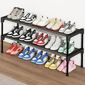 Long Shoe Rack-Shoe Organizer 2 Tier Shoe Rack For Closet,Front Door,Entryway,Garage, Stackable Free Standing and Freely Combinable Shoe Storage, Space Saving Small Shoe Shelves