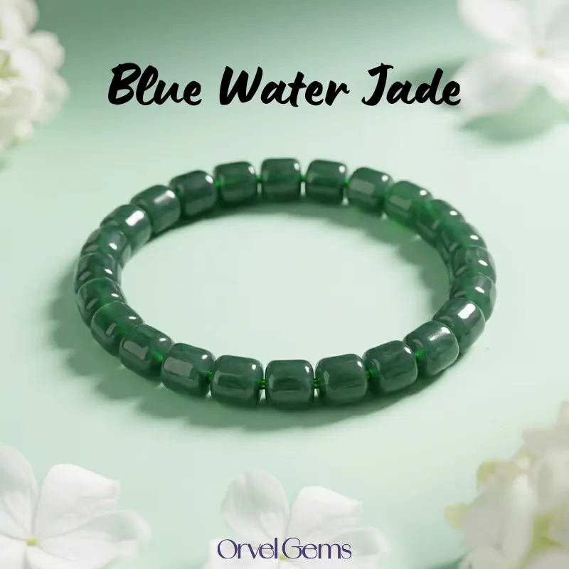 Blue Water Jade Tube Bead Bracelet – Natural Blue Jade Stretch Bracelet, Minimalist Gemstone Bracelet for Calm, Balance & Everyday Elegance
