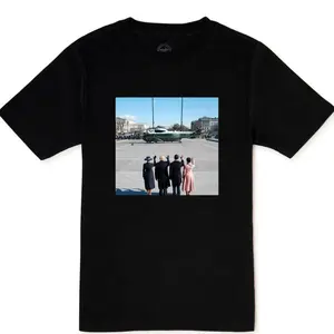 Mr.President T-Shirt - Classic Black Short Sleeve with Graphic Print Featuring Group of People