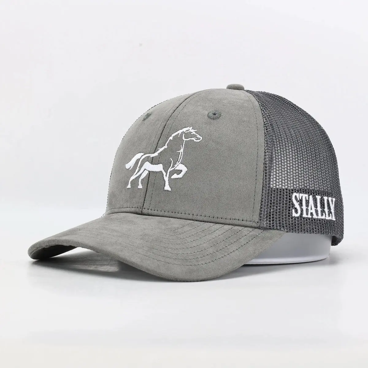 Stally Charcoal Western Trucker Hat | Suede 6-Panel Mesh Back Cap for Men and Women