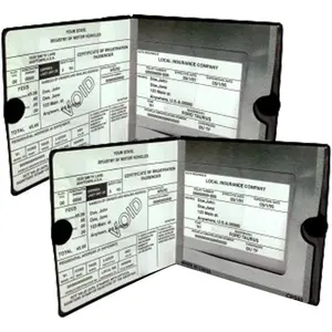 Car Auto Insurance Registration BLACK Document Wallet Holders 2 Pack - [BUNDLE, 2 pack] - Automobile, Motorcycle, Truck, Trailer Vinyl ID Holder & Visor Storage - Strong Closure On Each