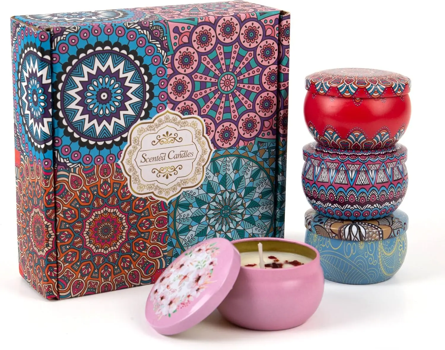 4PCS Scented Candles Set，For Women  Fragrances Candles Gifts Set Natural Soy Wax Aromatherapy Cozy Candles Women Gift,Birthday Valentines Gifts for her Mother's Day Anniversary Christmas，4 Packs