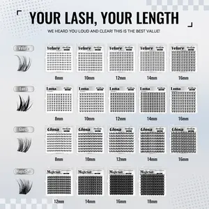 AiryCute One-Size Collection | LengthLock Lash Clusters Luna Glosa Viva Velure Flaunt Bubble 8mm-16mm | 12mm 14mm 16mm Ultra-Dense Waterproof Long-Lasting DIY Lashes For Flawless Look #SummerVibes