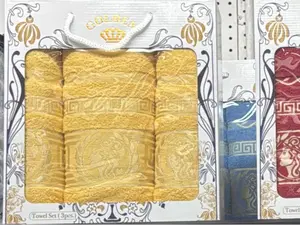 3 Piece Luxury Cotton Towel Set – 2 Small Towels and 1 Medium Towel