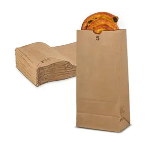 MT Products Brown Paper Lunch Bags - 5 lb Strong and Durable Disposable Paper Bags - Pack of 100