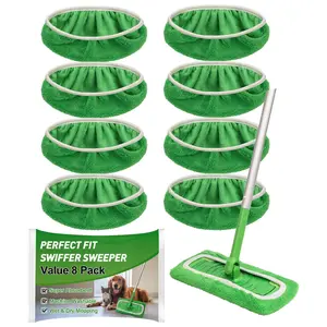 5Pcs Microfiber Mop Pads Compatible with Swiffer Sweeper Mop Wet and Dry Flat mop Cover Replacement Reusable Sweeping Mopping pad Refills for Hardwood