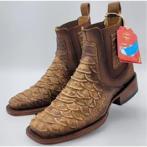 Quincy Men's Short Boot Python Print - Tobacco