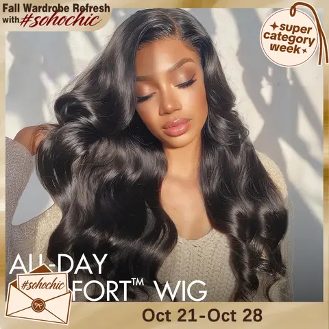 Afterblack Women's 7x6 Body Wave 1-Count Human Hair Wig - 100% Real Virgin, 180% Density HD Transparent Lace, Plucked Natural Hairline, Pre-Styled Glueless Drawstring Wear-and-Go Curly Human Hair Wig#sohochic