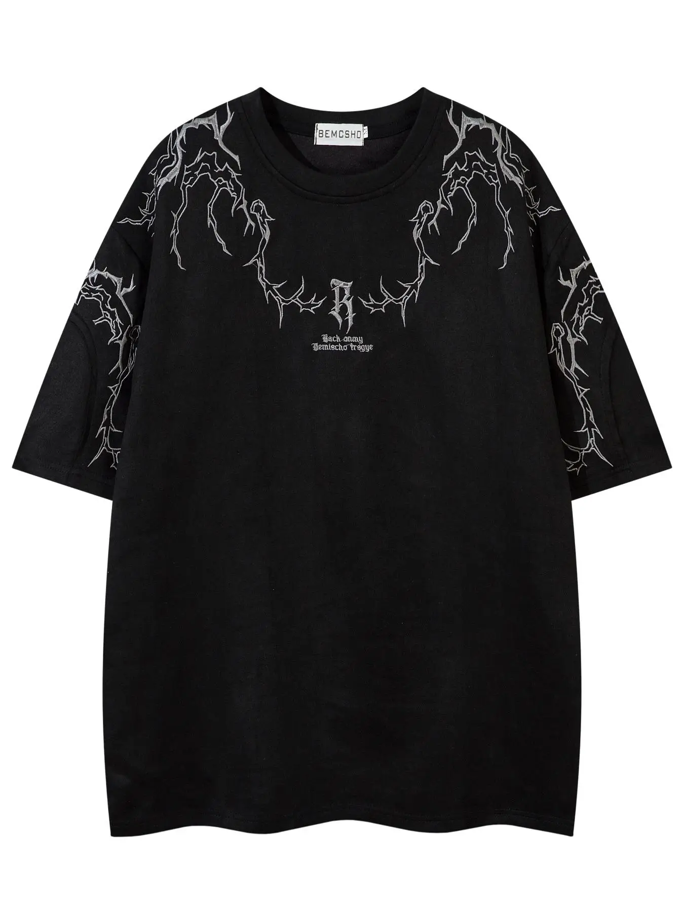 Men's Thorn Embroidery Short Sleeve Tee, Loose Casual Fashion Soft Comfy Round Neck T-shirt for Summer, Men's Top for Daily Wear