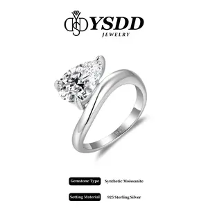 【#504 Melani】3CT East West Brilliant Pear Cut Moissanite Engagement Ring vvs Synthetic Moissanite Rings in 925 Sterling Silver