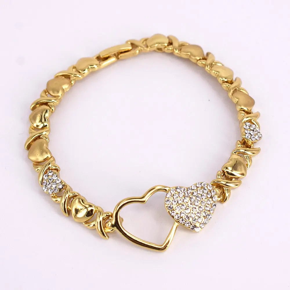 Elegant Bracelet for Women with XO Double Hearts, Layered Real Gold-Filled Stackable Jewelry, 7.5 Inch, Elegant Jewelry Bracelet, Gold Bracelet Stack