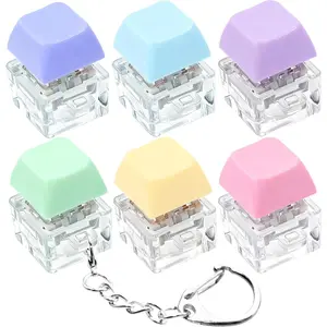 6 Pack Keyboard Fidget Toy Keyboard Fidget Keychain Keyboard Decompression Button Finger Clicker Toys, Button Stress Relief Fidget Gifts for Adult to Relief Stress (Mix Macaron)