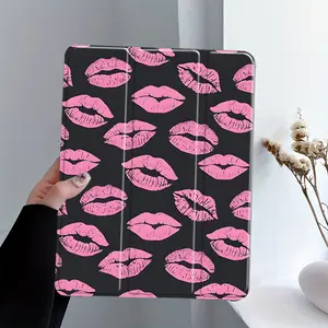 Lip Motivational Aesthetic Tablet Case for Pencil Holder, Auto Wake/ Sleep Tablet Protective Cover with iPad 10th 11th 9th  Air 4th 8/ 7/ 6/ 5th for iPad Pro Generation Case Birthday Gifts for Women Men Teen Girl Gifts Trendy Stuff