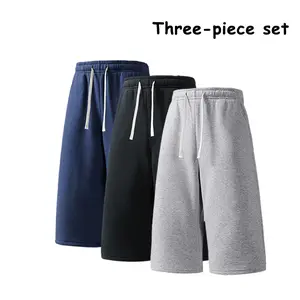 Men’s Loose-Fit Knee-Length Shorts, 3-Pack – Casual Sweat Shorts with Drawstrings for Gym and Streetwear