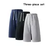Men’s 3-Pack Loose-Fit Knee-Length Baggy Shorts - Adjustable Waist, Elastic Drawstring, Gym-to-Street Workout & Everyday Bottoms