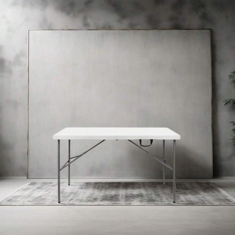 4FT/6FT Plastic Folding Table, Fold-in-Half table with handle, Adjustable Height Outdoor Camping Table for Party, Kitchen and Beach, White - Straight Legs 4FT/6FT Plastic Folding Table, Fold-in-Half table with handle, Adjustable Height Outdoor Camping Table for Party, Kitchen and Beach, White - Straight Legs
