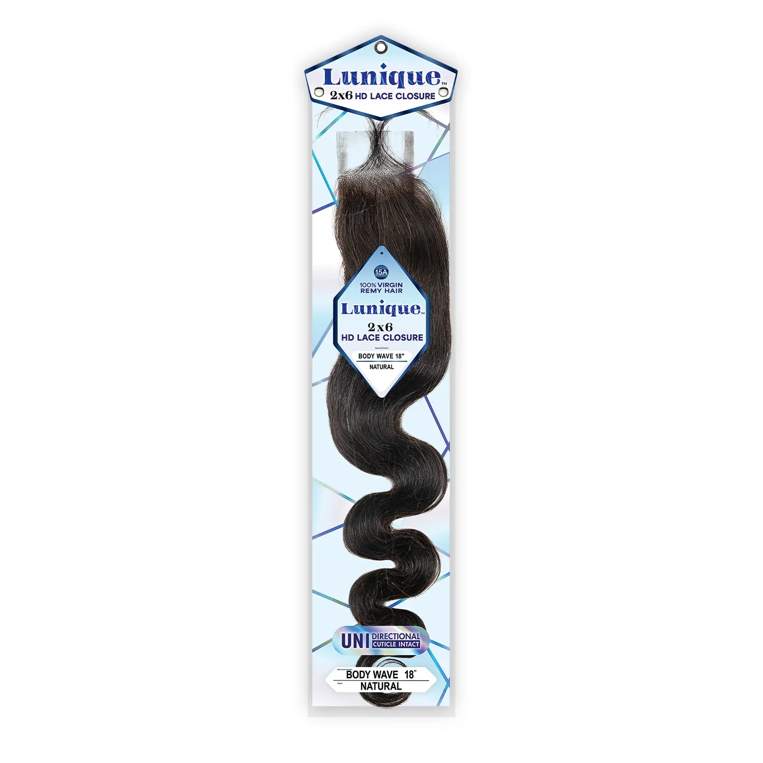 Sensationnel Human Hair Weave Lunique 2x6 HD Lace Closure Body Wave 18"