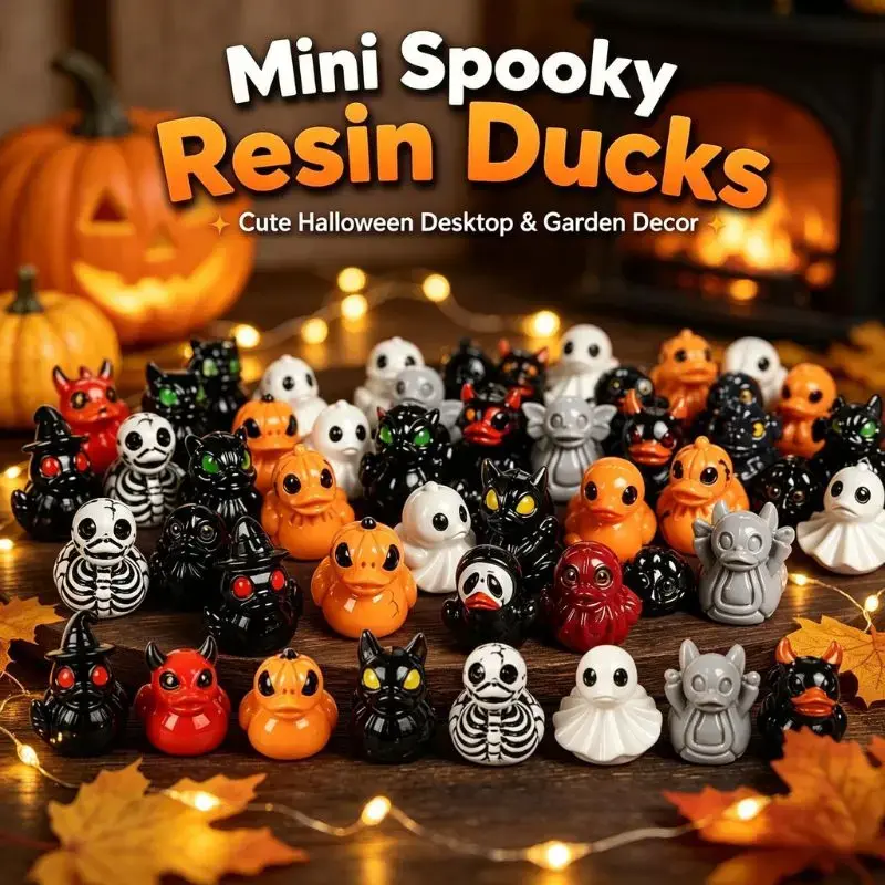 25/50 PCS Mini Devil Ghost Skull Resin Ducks - Random Style - Cute Halloween Desktop & Garden Decor for Festive Season & Christmas Decoration & Party Gift