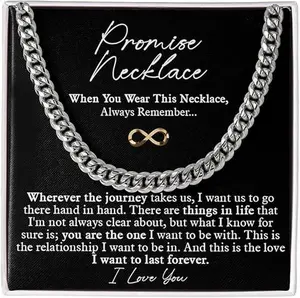 Men’s Promise Necklace with Infinity Symbol Message Card – Unique Gift for Husband or Boyfriend – Everlasting Love Jewelry Keepsake