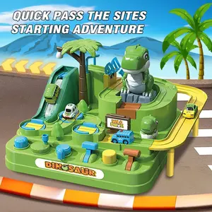 Track racing puzzle toy, dinosaur adventure challenge game machine, equipped with gravity-sliding cars, trains children's hand-eye coordination, suitable as a birthday or holiday party gift for children over 3 years old