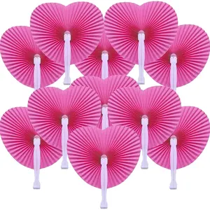 12 count  Paper Fans,Foldable Handheld Fans for Women,Heart Wedding Decorative Folding Hand Fans for Bridal Guest Church Party Favors Dancing Birthday DIY
