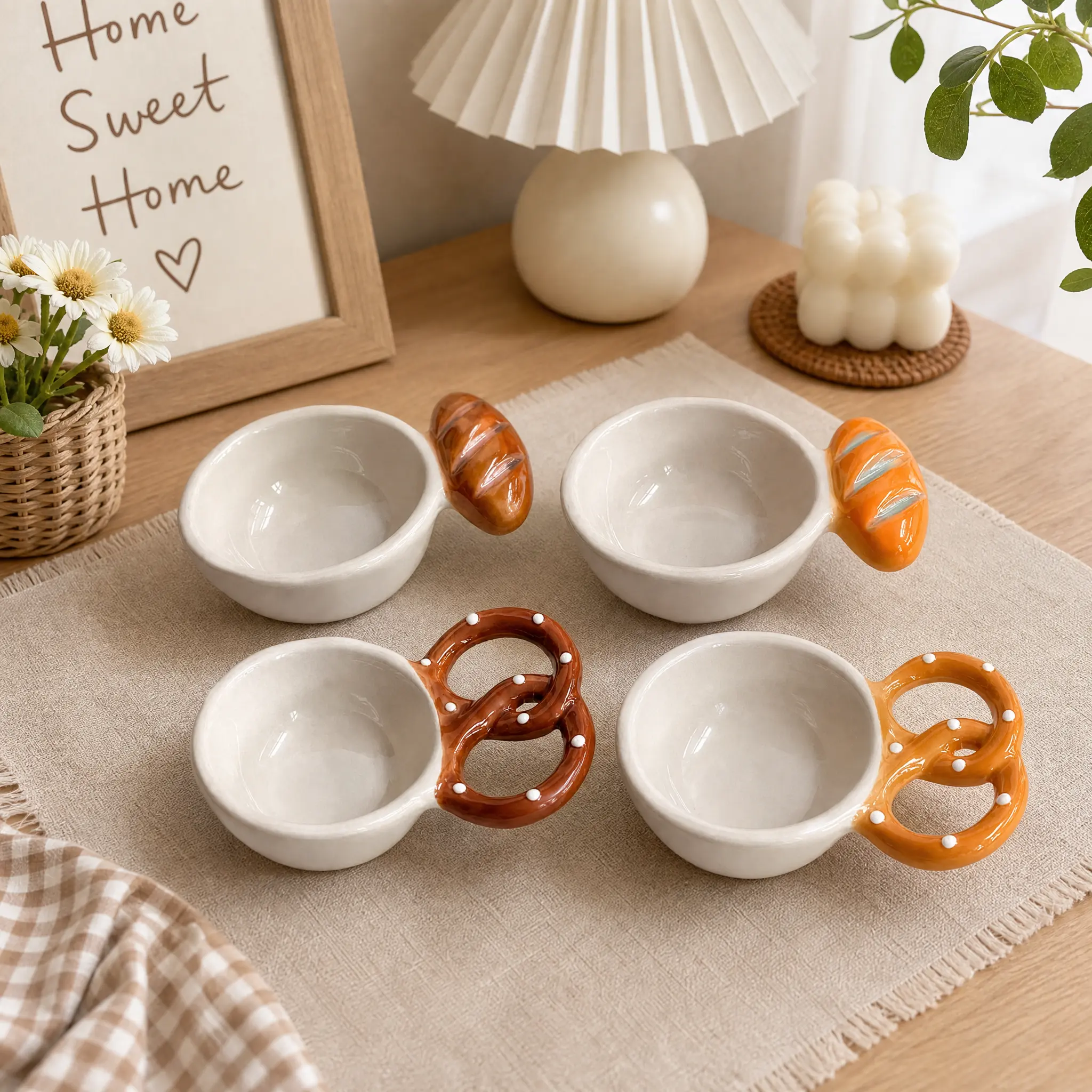 Cartoon bread handle plate, ceramic plate, hot pot dipping sauce plate, seasoning plate, soy sauce plate, vinegar plate