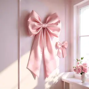 2 Pack Large & Small Pink Bow Coquette Room Backdrop Wall Decor for Valentine's Day Bachelorette Bridal Shower Wedding Birthday Christmas Decorations