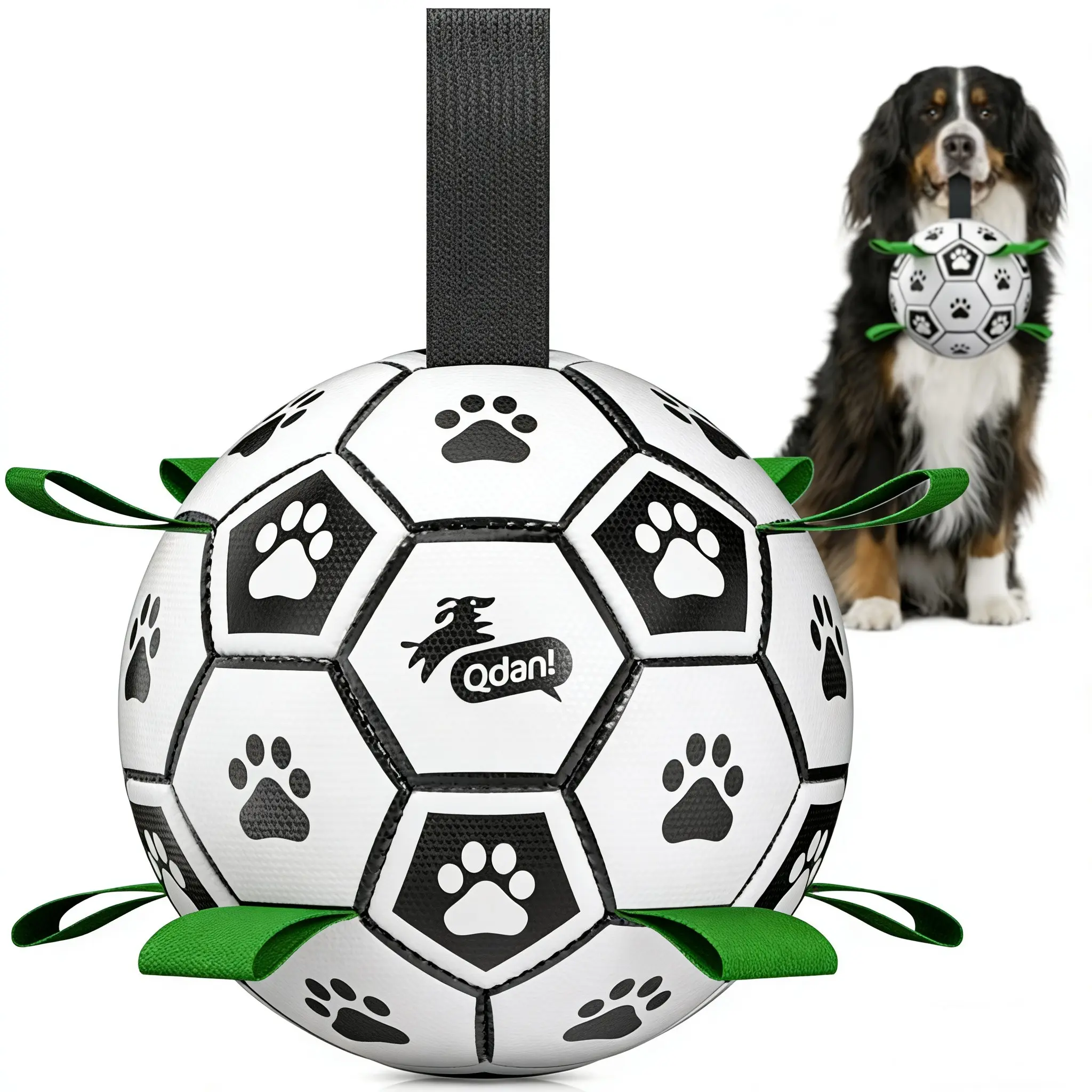 Paw Pattern Football Pet Toy Summer Gift, 1 Piece Indoor & Outdoor Pet Play Supply with Nylon Strap & Hand Pump, Creative Pet Interactive Toy, Dog Chewing Ball Toy for Teeth Cleaning,Football Training Accessory, Pet Supplies