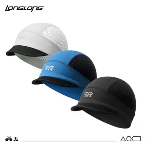 LongLong 2 Pack Breathable Skull Cap Men Cycling Lightweight Sweat Wicking Short Brim Bush Hat Head Wrap Under Helmet Liner for Motorcycle Running Bandana