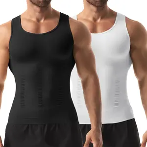 2Pack Mens Body Shaper Vest Shirt Chest Compression Muscle Tank Tummy Control Workout Tanktop Sleeveless