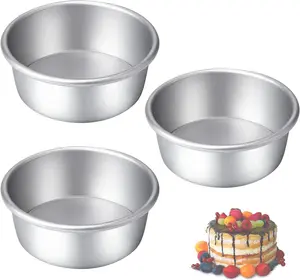 3 Pack 4.5 Inch Small Cake Pan, Aluminum Bento Cake Pan, Small Round Baking Pans for Mini Cakes, Non-Stick, Easy Releasing and Cleaning, Ideal for Miniature, Bento, Layered Cakes and Cupcakes