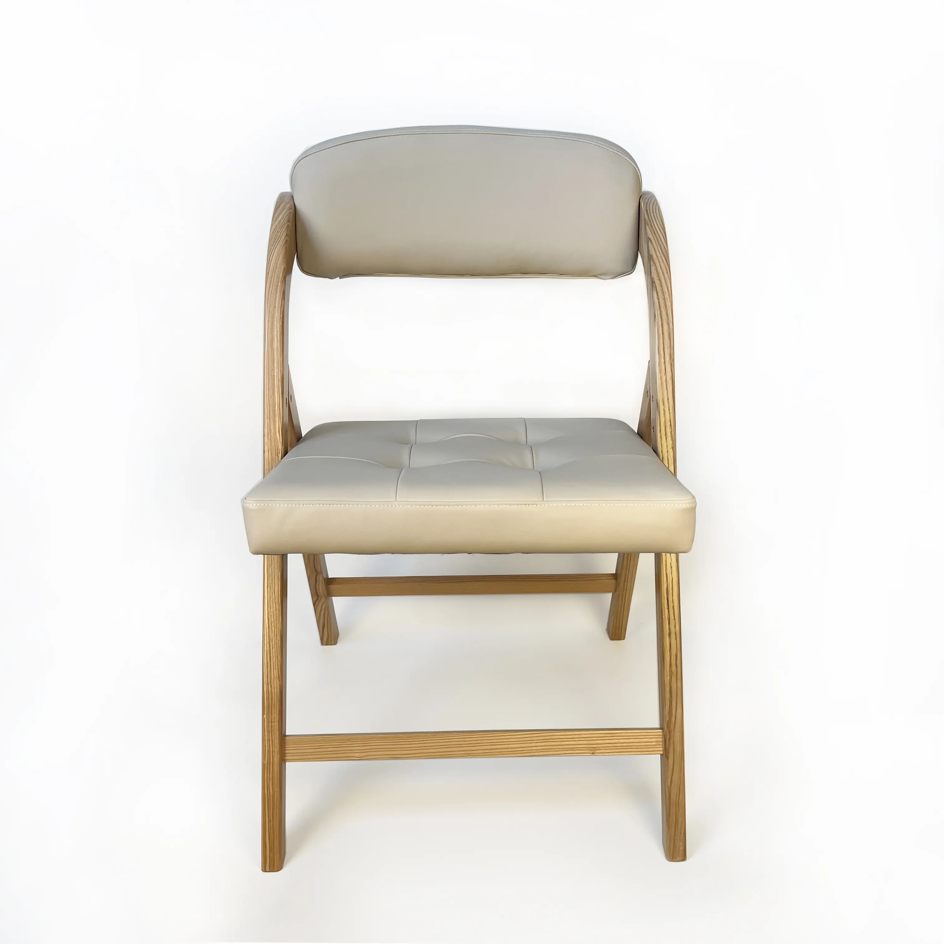 2 pcs Ash Wood Frame Folding Chair with Wide Upholster Seat and Back for Indoor or Outdoor - Luxury and Comfortable, Elegant Natural Ashwood Frame chair