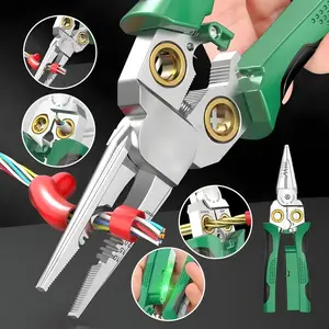 8-in-1 Electrician's Dream Pliers with Voltage Tester, LED Alarms, and Precision Cutting for Wire Stripping, Cutting, and Pulling - Hardware