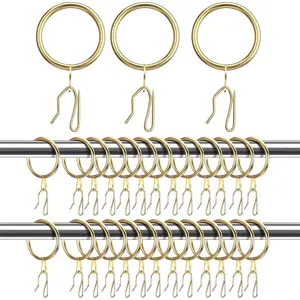 60 count 1.26 Inch Metal Drapery Curtain Rings Curtain  Rings and 60 count Metal Drapery Pin Hooks for Drapes Window Door Shower ()