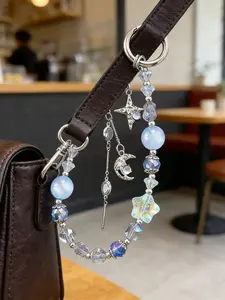 Five Color Options! Sparkling Star Beaded Necklace Pendant, Cute High-End Style, Versatile for Phone Cases/earphone Pouch/bags/car Keys, Phone Charms