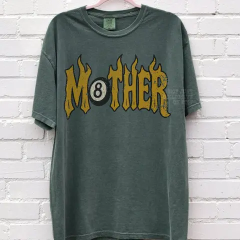 Comfort Colors Mother Tee Trendy 8 Ball Mother Lucky Mama TShirt Vintage Flames Rad Mom Birthday Gift Moto Edgy Grunge Aesthetic Streetwear