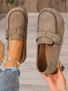 Women's Spring/Autumn Fashion Casual Shoes; Closed Toe with Metal Buckle Decoration; Lightweight, Comfortable, Skid-istant and Durable Commuting Shoes Walking Shoes Commuter Shoes