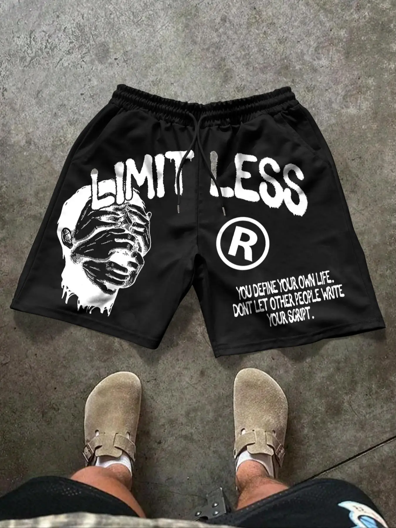 Men's Letter Print Side Stripe Shorts, Loose Casual Comfy Breathable Shorts for Daily Wear, Men's Bottoms for Summer