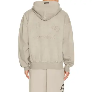 Fear of God ESSENTIALS Classic Full Zip Hoodie in Smoke Grey Fear of God ESSENTIALS Classic Full Zip Hoodie in Smoke Grey